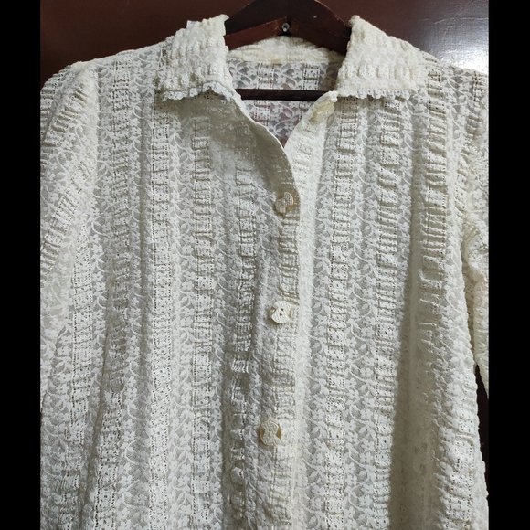 White Floral Mesh Shirt 🤍 - Picture 6 of 11